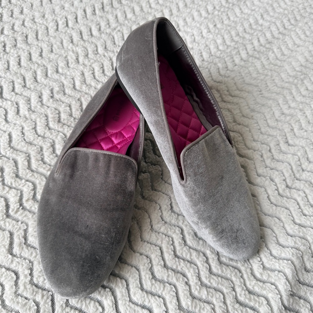 BIRDIES The Starling Gray Suede Loafer Slip on Flats Almond Toe Shoes Sz 9
